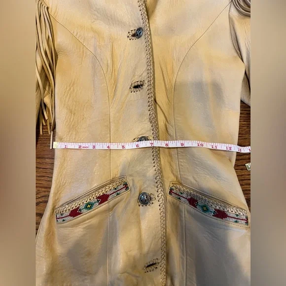 Ren Ellis Southwest Beaded Women Leather Jacket with Fringe - Picture 8 of 12
